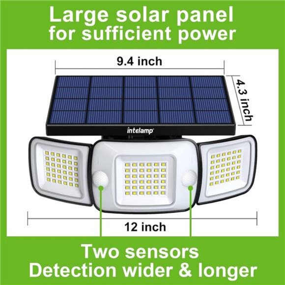 Solar outdoor motion sensor light waterproof wide angle flood light security yar - Picture 3 of 7